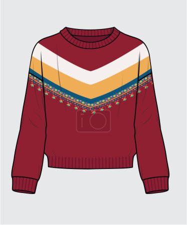 Illustration for CHEVRON SWEATER WITH EMBROIDERY DESIGN - Royalty Free Image