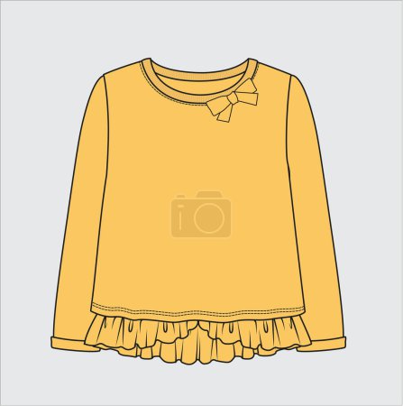 Illustration for GIRLS SWEAT TOP WITH FRILL - Royalty Free Image