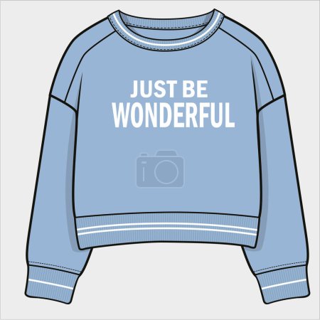 Illustration for GIRLS AND TEENS CROPPED SWEAT TOP IN VECTOR FILE - Royalty Free Image