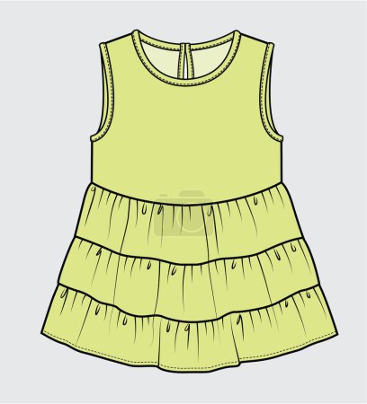 Illustration for SLEEVELESS WOVEN TOP WTH FRILLS FOR WOMEN AND TEEN GIRLS IN EDITABLE VECTOR FILE - Royalty Free Image
