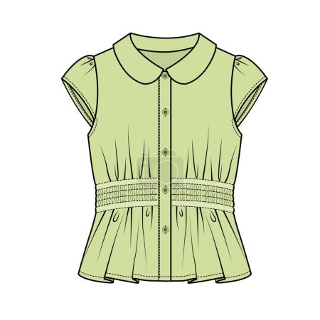 Illustration for SMOCKING DETAILED WOVEN TOP FOR TEEN GIRLS AND KID GIRLS EDITABLE VECTOR FILE - Royalty Free Image