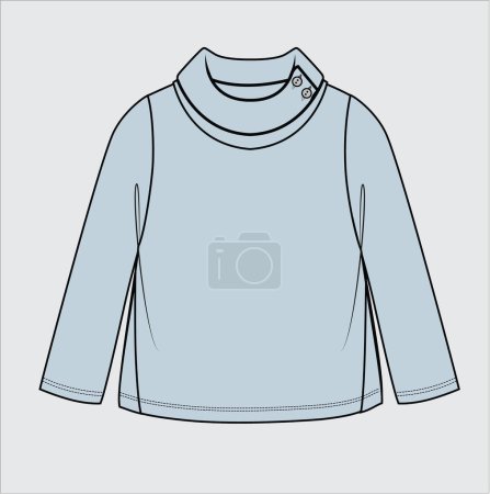 Illustration for TURTLE NECK LONG SLEEVES KNIT TOP FOR TODDLER GIRLS AND KID GIRLS IN EDITABLE VECTOR FILE - Royalty Free Image