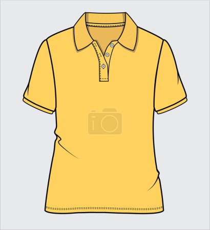 Illustration for CASUAL POLO TEES WITH SHORT SLEEVES FOR WOMEN AND TEEN GIRLS IN EDITABLE VECTOR FILE - Royalty Free Image