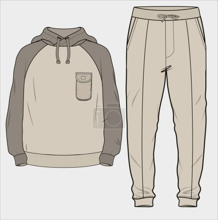 Illustration for JOGGER AND SWEAT SHIRT SET FOR MEN AND TEEN BOYS IN EDITABLE VECTOR FILE - Royalty Free Image
