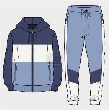Illustration for JOGGER AND SWEAT SHIRT SET FOR MEN AND TEEN BOYS IN EDITABLE VECTOR FILE - Royalty Free Image