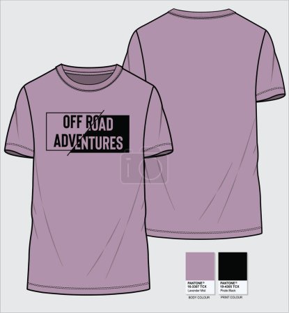 Illustration for All over printed tees for men and boys, front and back view - Royalty Free Image