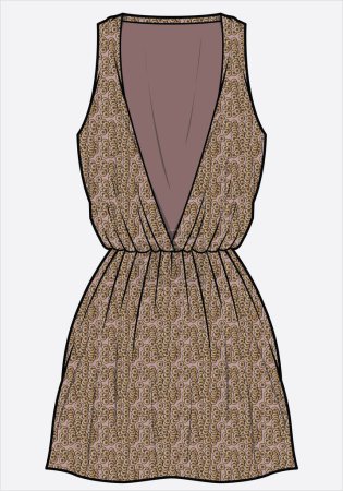 Illustration for Brown dress for women and teen girls in editable vector file - Royalty Free Image