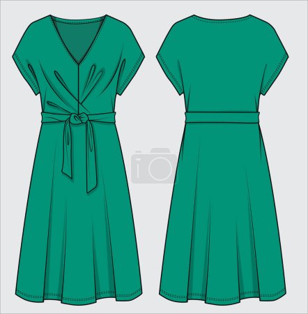Illustration for Green dress for women and teen girls in editable vector file - Royalty Free Image