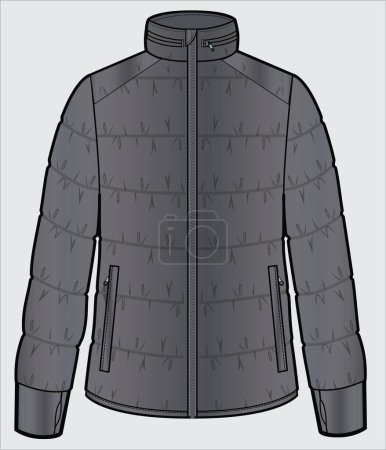 Illustration for Grey puffer jacket for unisex in editable vector file - Royalty Free Image