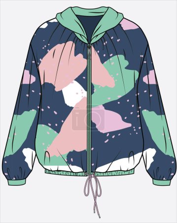 Ilustración de Plisado patrón colorido sudadera con capucha para adolescentes y niñas en archivo vectorial editable - Imagen libre de derechos