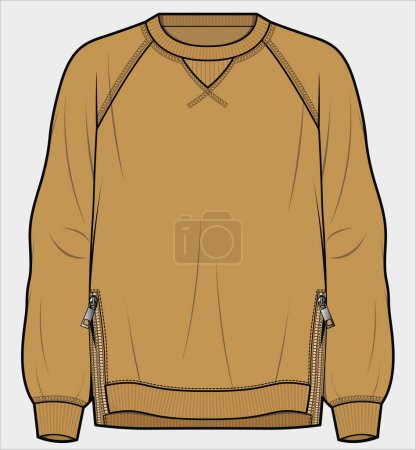 Illustration for Sweat top with zippers for unisex in editable vector file - Royalty Free Image