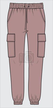 Illustration for Women jogger with patch pockets in editable vector file - Royalty Free Image