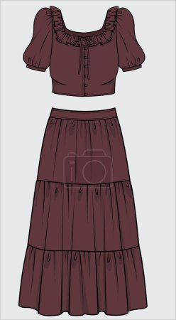 Illustration for TOP AND SKIRT SET IN EDITORIAL VECTOR - Royalty Free Image