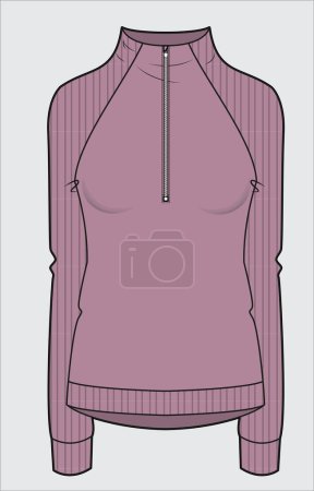 Ilustración de Cuello alto sudor superior con cremallera en archivo vectorial editable - Imagen libre de derechos