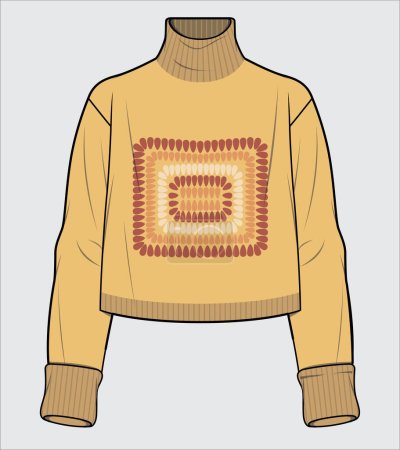 Illustration for EMBROIDERY PATTERN SWEATER FOR WOMEN - Royalty Free Image