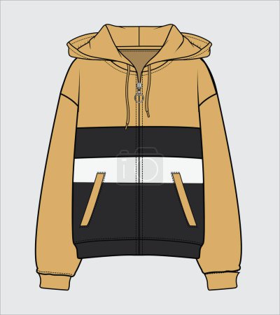 Illustration for Modern female clothes, colorful illustration of female hoodie - Royalty Free Image