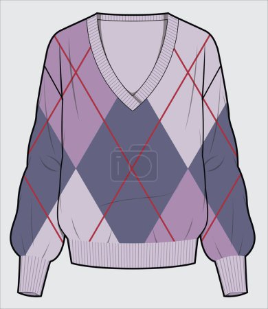 Ilustración de Ropa femenina moderna, ilustración colorida del suéter femenino - Imagen libre de derechos
