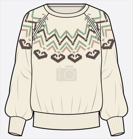 Illustration for Modern female clothes, colorful illustration of female sweater - Royalty Free Image