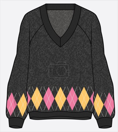 Ilustración de Ropa femenina moderna, ilustración colorida del suéter femenino - Imagen libre de derechos