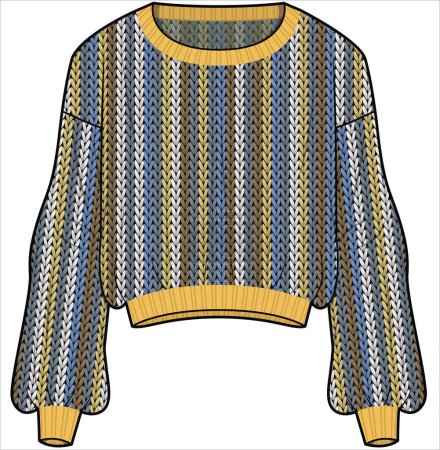 Illustration for Modern female clothes, colorful illustration of female sweater - Royalty Free Image