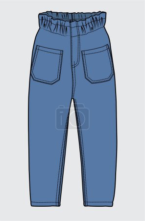 Ilustración de Bosquejo de los pantalones de niña, diseño de plantilla de ropa vectorial - Imagen libre de derechos