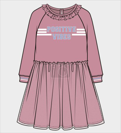Téléchargez les illustrations : Esquisse de robe de fille, conception de modèle de vêtements vectoriels - en licence libre de droit
