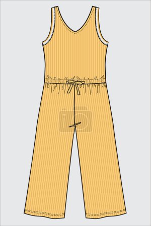 Téléchargez les illustrations : Croquis de femme combinaison, vecteur vêtements modèle design - en licence libre de droit