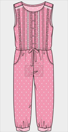 Illustration for Sketch of woman jumpsuit, vector clothes template design - Royalty Free Image