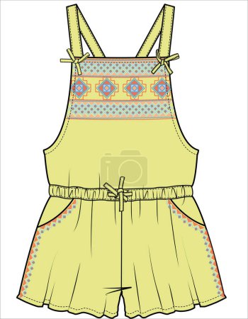 Illustration for Sketch of woman jumpsuit, vector clothes template design - Royalty Free Image