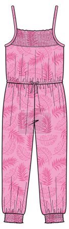 Ilustración de Bosquejo de traje de juego rosa mujer, diseño de plantilla de ropa vectorial - Imagen libre de derechos