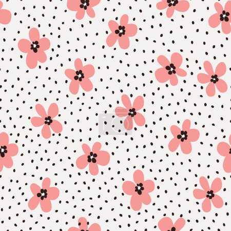 Ilustración de Ilustración de patrón sin costura vectorial con flores - Imagen libre de derechos