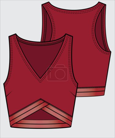 Illustration for Sketch of active performance wear for women, vector clothes template design - Royalty Free Image