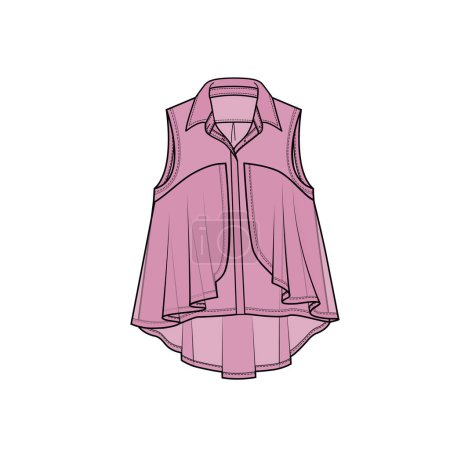 Illustration for CHIFFON LAYERED SLEEVLESS WOVEN TOP FOR WOMEN AND TEEN GIRLS IN EDITABLE VECTOR - Royalty Free Image