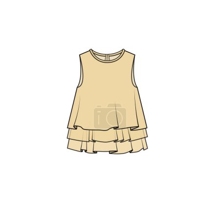 Téléchargez les illustrations : CHIFFON LAYERED WOVEN TOPS FOR KID GIRLS AND TEENS TEEN GIRLS IN EDITABLE VECTOR FILE - en licence libre de droit