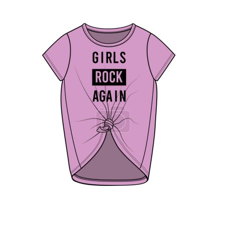 Illustration for PRINT GRAPHIC WITH KNOTTED DETAIL KNIT TOP FOR KID GIRLS TEEN GIRLS IN EDITABLE VECTOR FILE - Royalty Free Image