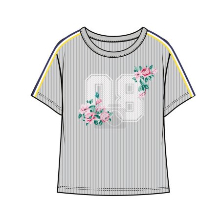 Illustration for SHOULDER TAPING DETAIL RIBBED KNIT TOPS FOR KID GIRLS AND TEEN GIRLS IN EDITABLE VECTOR FILE - Royalty Free Image