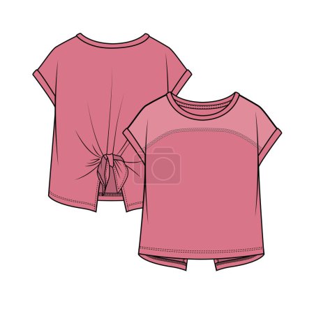 Illustration for KNIT TOP WITH BACK TIE UP DETAIL FOR WOMEN AND TEEN GIRLS IN EDITABLE VECTOR FILE - Royalty Free Image
