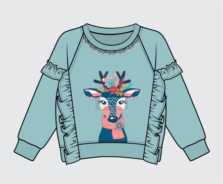Illustration for SWEAT TOPS WITH HOODIE FOR GIRLS - Royalty Free Image