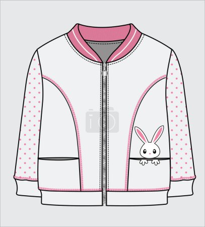 Illustration for SWEAT TOP WITH FRONT ZIPPER FOR GIRLS - Royalty Free Image