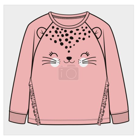 Illustration for FRILLED SWEAT TOP FOR KID AND TEEN GIRLS IN VECTOR FILE - Royalty Free Image