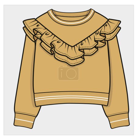 Illustration for GIRLS AND TEENS CROPPED SWEAT TOP IN VECTOR FILE - Royalty Free Image