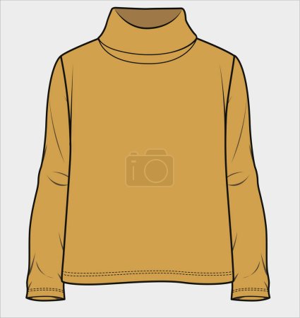 Illustration for TURTLE NECK KNIT TOP FOR KID AND TEEN GIRLS IN VECTOR FILE - Royalty Free Image