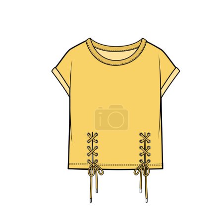Illustration for DOLMAN SLEEVES TIE UP LACE DETAIL FOR KID GIRLS AND TEEN GIRLS IN EDITABLE VECTOR FILE - Royalty Free Image