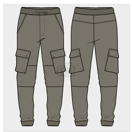 Illustration for Joggers with patch pockets for men and teen boys in editable vector file - Royalty Free Image
