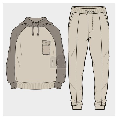 Illustration for JOGGERS AND SWEAT SHIRT SET FOR MEN AND TEEN BOYS IN EDITABLE VECTOR FILE - Royalty Free Image