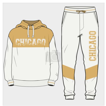 Illustration for JOGGERS AND SWEAT SHIRT SET FOR MEN AND TEEN BOYS IN EDITABLE VECTOR FILE - Royalty Free Image