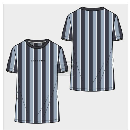 Illustration for CREW NECK STRIPED TEES FOR MEN AND BOYS IN EDITABLE VECTOR FILE - Royalty Free Image