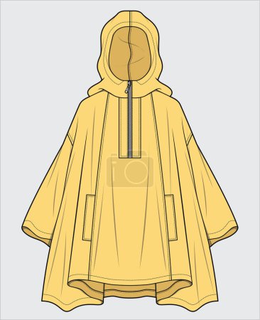 Ilustración de Sudor con capucha superior con cremallera en archivo vectorial editable - Imagen libre de derechos
