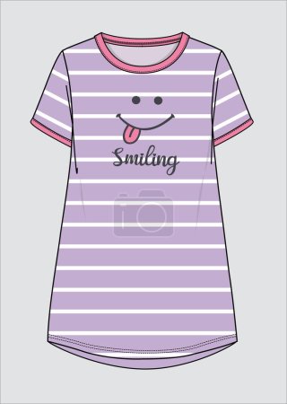 Illustration for SMILEY GRAPHIC WOMEN TEENS GIRLS AND KID GRAPHICS DORMDRESS IN EDITABLE VECTOR FILE - Royalty Free Image