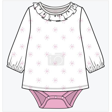Illustration for BABY BODYSUIT FOR BABY GIRLS AND TODDLER GIRLS IN EDITABLE VECTOR FILE - Royalty Free Image